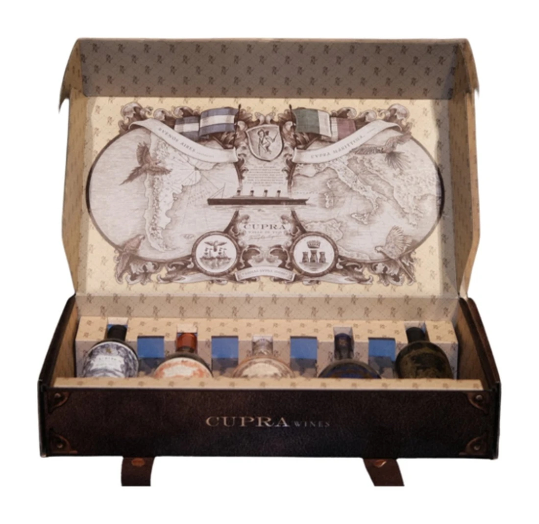 Valija Estuche Cupra Wines con 5 botellas